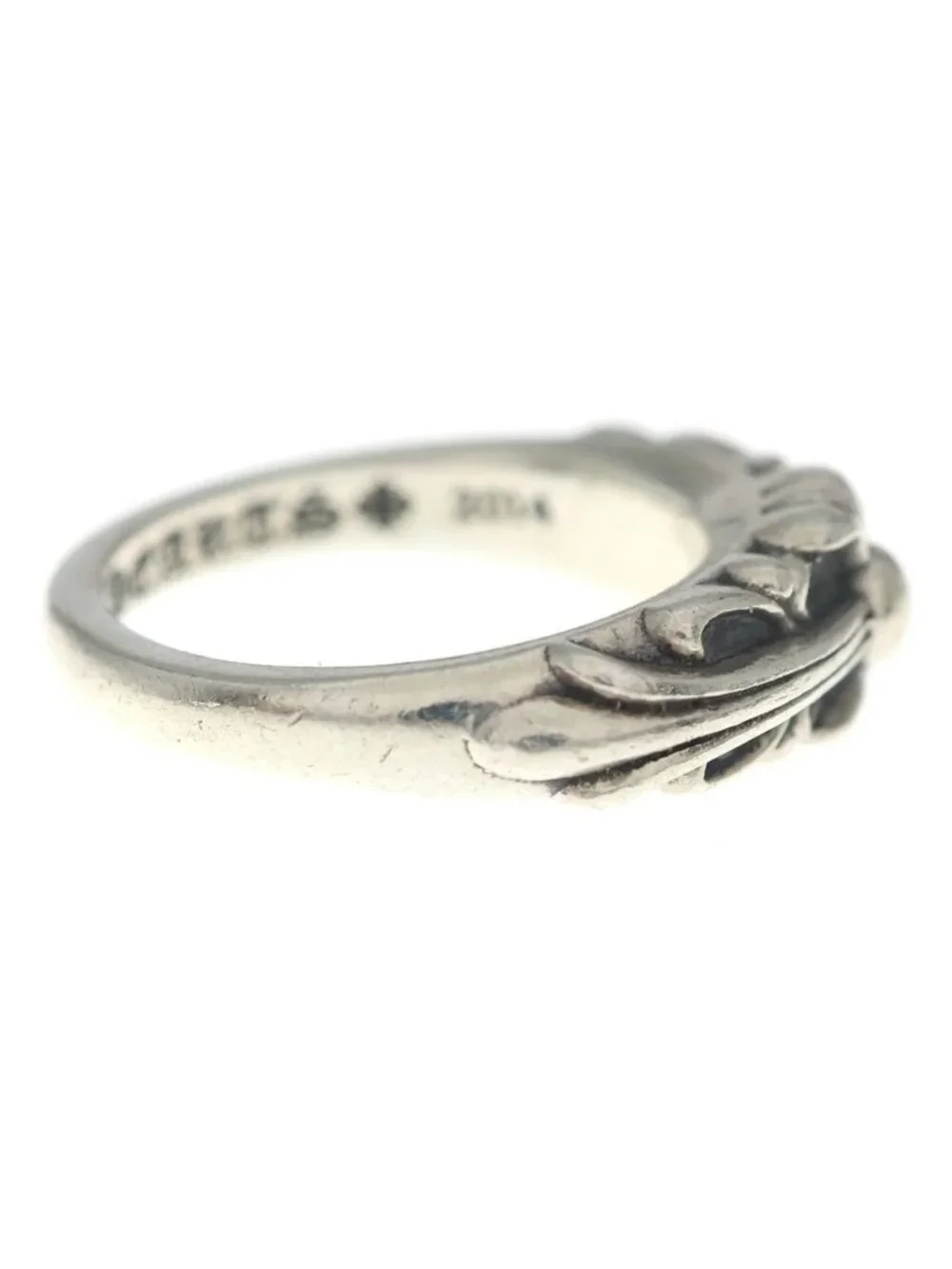 Chrome Hearts Baby Classic Floral Black Sling Silver Ring